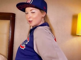 Baseball Fan Sunny Lane Licks Her Fingers After Masturbating