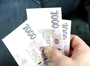 Czech girl flashes and fucked for cash